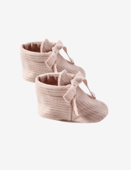 Ribbed Baby Booties Eucaltus Stripe