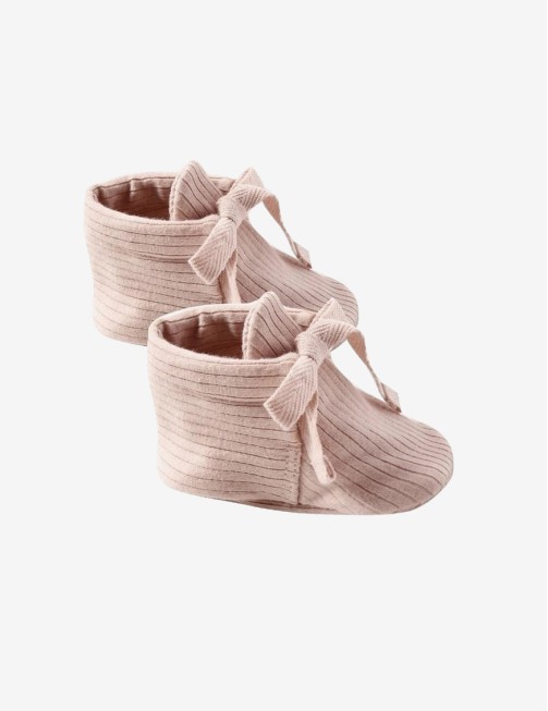 Ribbed Baby Booties Eucaltus Stripe