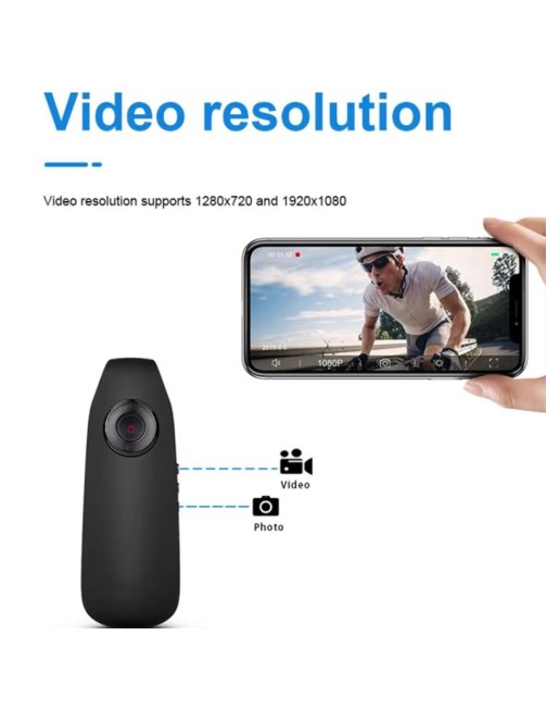 1080P HD Action Sports Camera with Built-in Battery and Rear Clip, 4K 30fps Video Capture