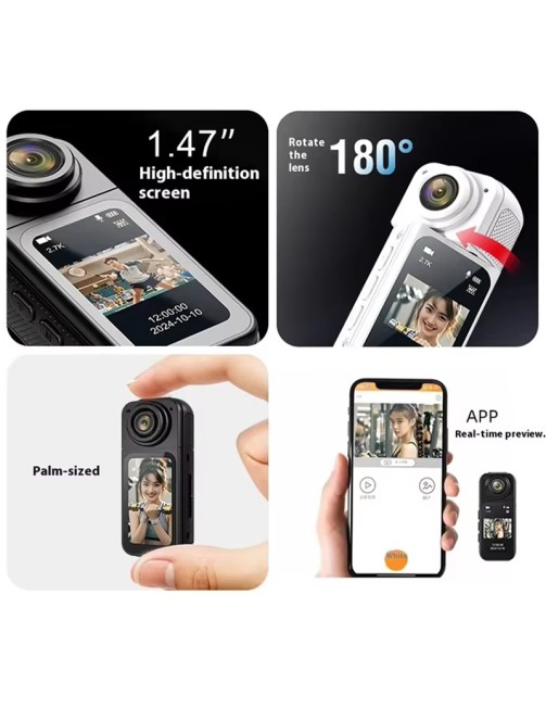 1.47 Inch Display 2.7K Magnetic Thumb Sports Camera ° Wide Angle Outdoor Hands-Free Bicycle Camera