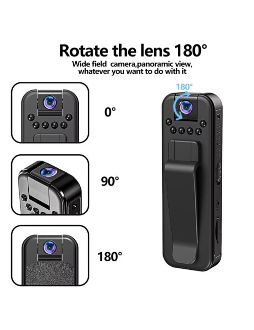 1080P Rotating Lens Multi-function Action Camera Clip-on Body Camera
