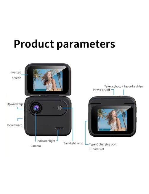 4K Mini Action Camera ° Wide Angle Stabilization Flip Screen Kids Camera