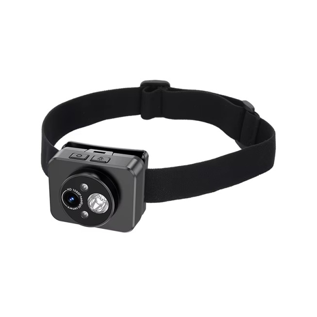 Head Mounted 1080p HD Sports Camera with LED Headlamp