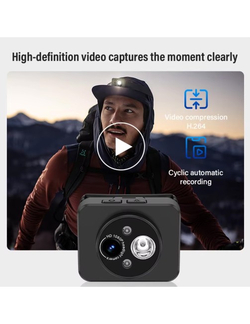 Head Mounted 1080p HD Sports Camera with LED Headlamp