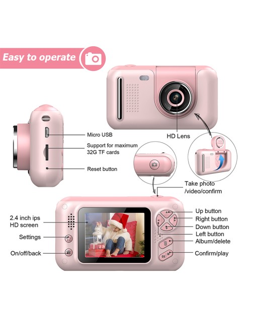 2.4 Inch 180 Degree Rotation Kids Mini Digital Camera