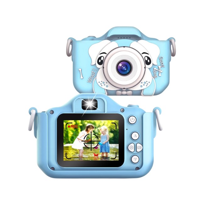 Kids Cartoon Dog Toy 2.0-Inch HD Digital Camera Dual Selfie 1080P Toy Camera