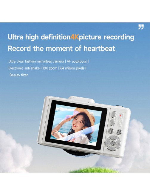 4K Ultra HD Mini Digital Camera Flip Lens Student Adult Travel Camera