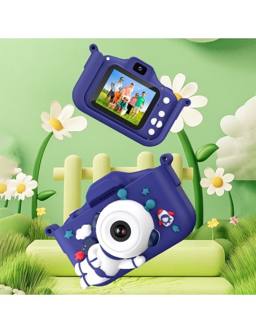 Children Cartoon Astronaut Silicone Camera HD Digital Mini 2 Inch 140 Degree Wide Angle Video Photo