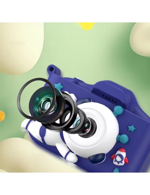 Children Cartoon Astronaut Silicone Camera HD Digital Mini 2 Inch 140 Degree Wide Angle Video Photo