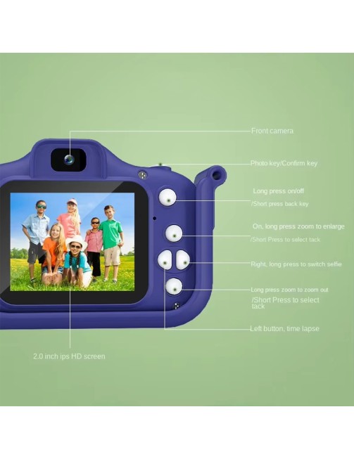 Children Cartoon Astronaut Silicone Camera HD Digital Mini 2 Inch 140 Degree Wide Angle Video Photo