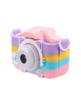 Pink Rainbow Puppy Silicone Anti-Fall Children's Camera 2.0 Inch HD Screen