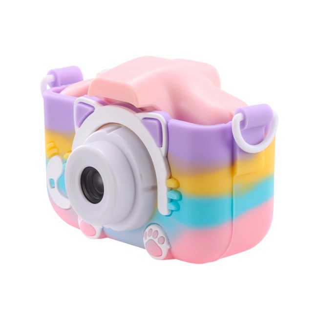 Pink Rainbow Puppy Silicone Anti-Fall Children's Camera 2.0 Inch HD Screen