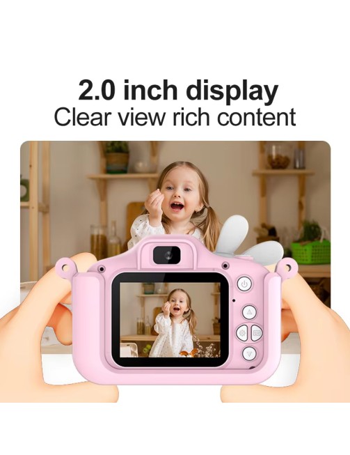 Kids Camera 1080p HD Digital Video Camera Built-in Games Cute Cartoon Mini Camera