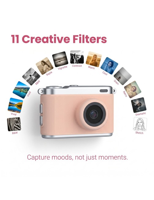 64MP Selfie Camera 2.5K HD Video Fill Light Slow Motion Compact Mini Camera