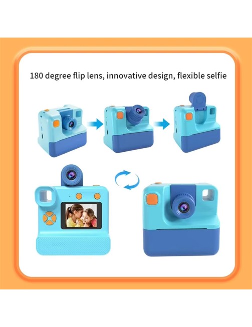 Kids Instant Camera with Digital Printing Paper and 32G TF Card Video Camera Gift