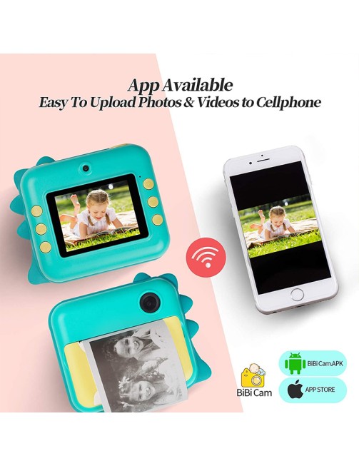 1080P HD Kids Digital Camera Instant Print Front and Rear Lens Thermal Photo Paper Compatible