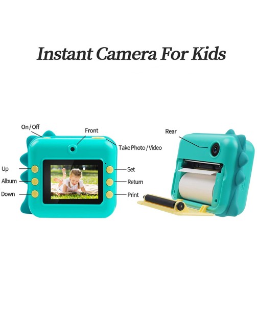 1080P HD Kids Digital Camera Instant Print Front and Rear Lens Thermal Photo Paper Compatible