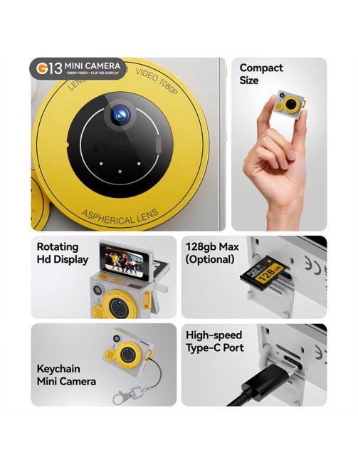Mini Kids Keychain Camera 1080P HD Screen -C Fill Light 15 Languages