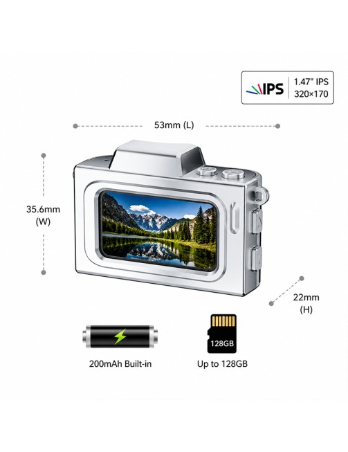 5K 64MP Thumb-Sized Digital Camera Compact Keychain Camera Time-Lapse Slow Motion Mini Kids Vlog Camera