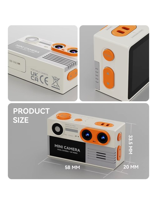 Wireless Thumb Camera 4K Dual Lens Children's Mini Camcorder