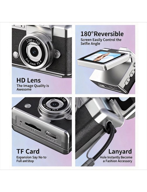 Vintage Look Mini Digital Camera 1.47 Inch Screen Rechargeable Supports 64G TF Card Outdoor Travel Toy Camera