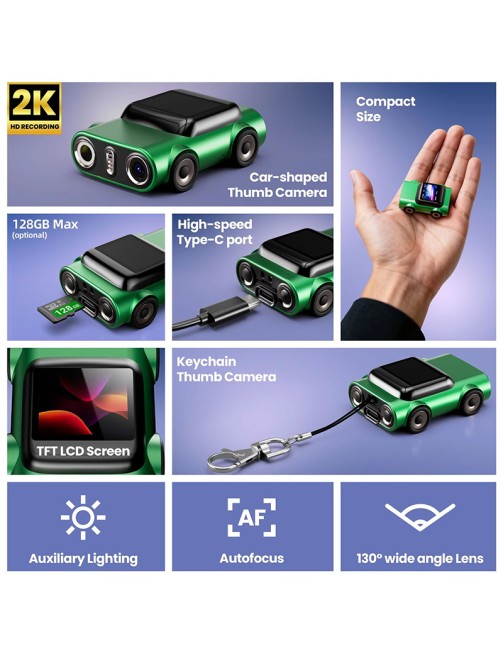 Mini Camcorder 2K Keychain Design Sports Thumb Camera
