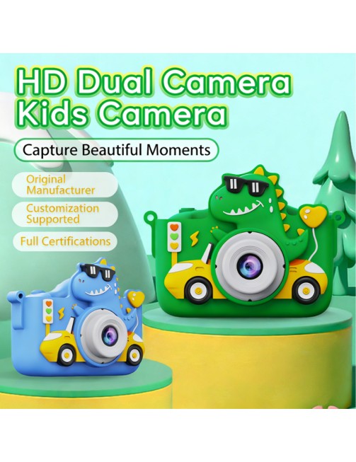 4800W 1080P Cartoon Dinosaur Kids Digital Camera Portable Mini Selfie Camera with Music and Game Functions