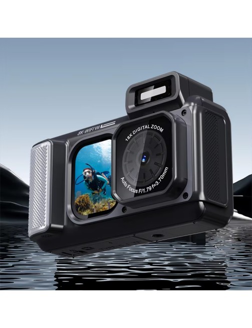 IPX68 Underwater Camera 2.88-Inch Screen 18X Zoom Digital Waterproof Camera for Snorkeling 8K Resolution