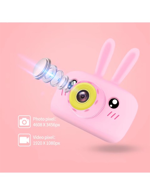 Kids Digital Camera Bear Silica Gel Cartoon Toy HD 1080p Video Waterproof Rechargeable