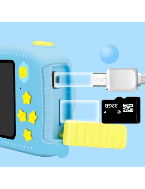 Kids Digital Camera Bear Silica Gel Cartoon Toy HD 1080p Video Waterproof Rechargeable