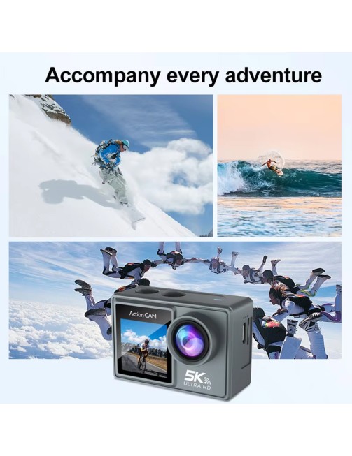 5K Dual Screen Action Camera with 2.4G Remote and Waterproof