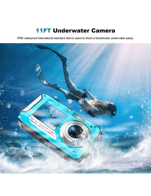 Waterproof Camera 4K 11FT Underwater 16X Autofocus 48MP Selfie Dual Screen Digital Camera