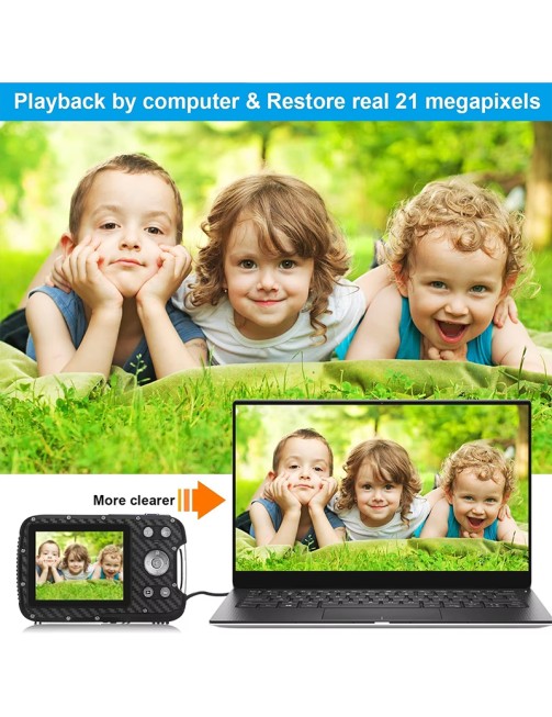Waterproof Digital Camera 1080P 21MP HD Underwater Kids Camera with 2.8 Inch LCD Screen 8X Digital Zoom